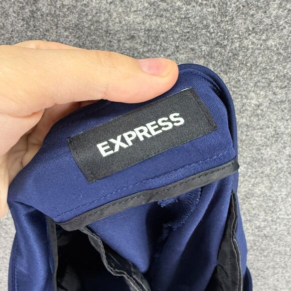 Express Pants Women 14 Blue Mid Rise Ankle Columnist Stretch Pockets Pleated - Picture 6 of 9